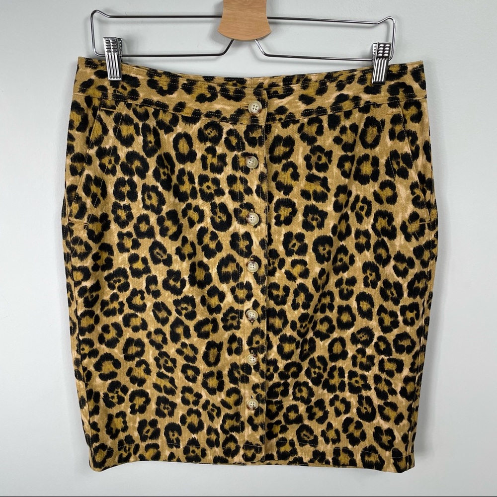 Ralph Lauren linen blend leopard print skirt Sz 10